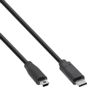 InLine USB 2.0 Kabel - USB-C Stecker an Mini-B Stecker - schwarz - 0,5m